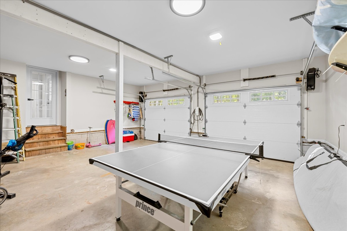 Ping pong table in the garage — perfect for rainy days
